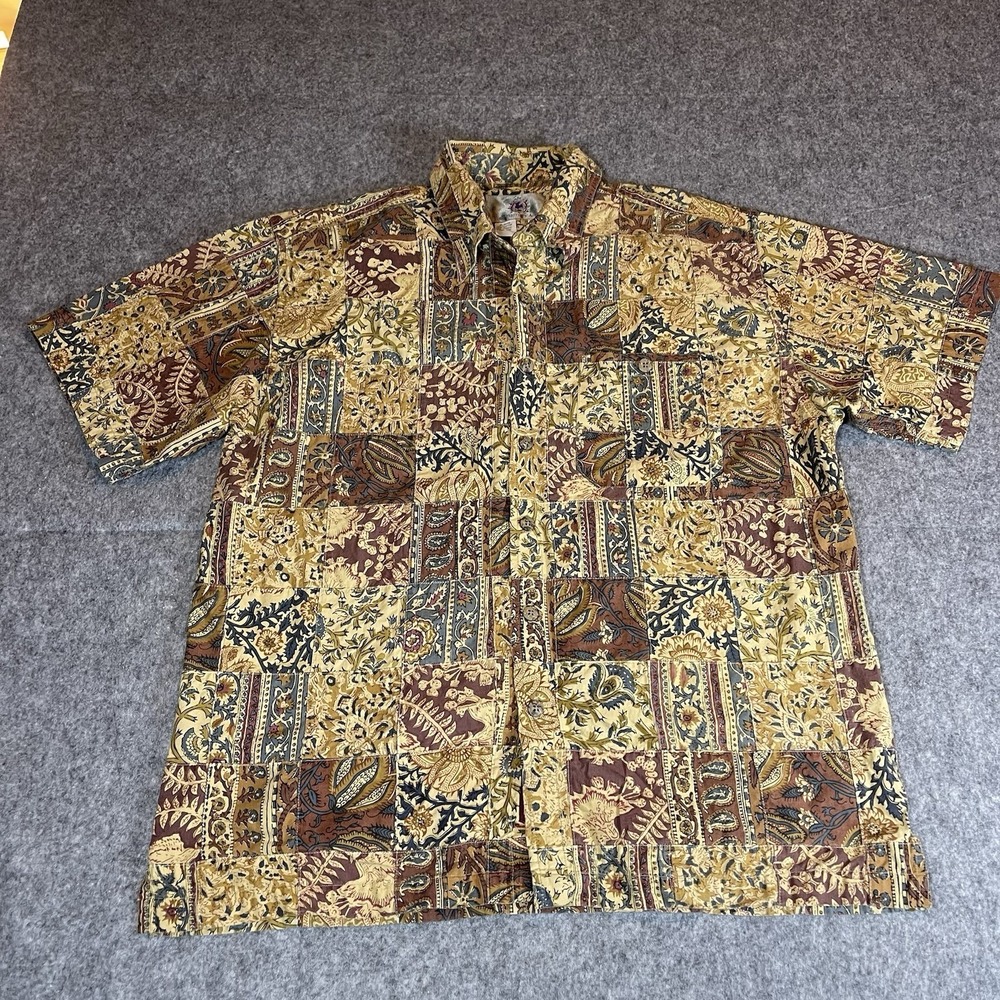 The Territory Ahead Mens Patchwork Shirt L Southwestern Floral Short Sleeve